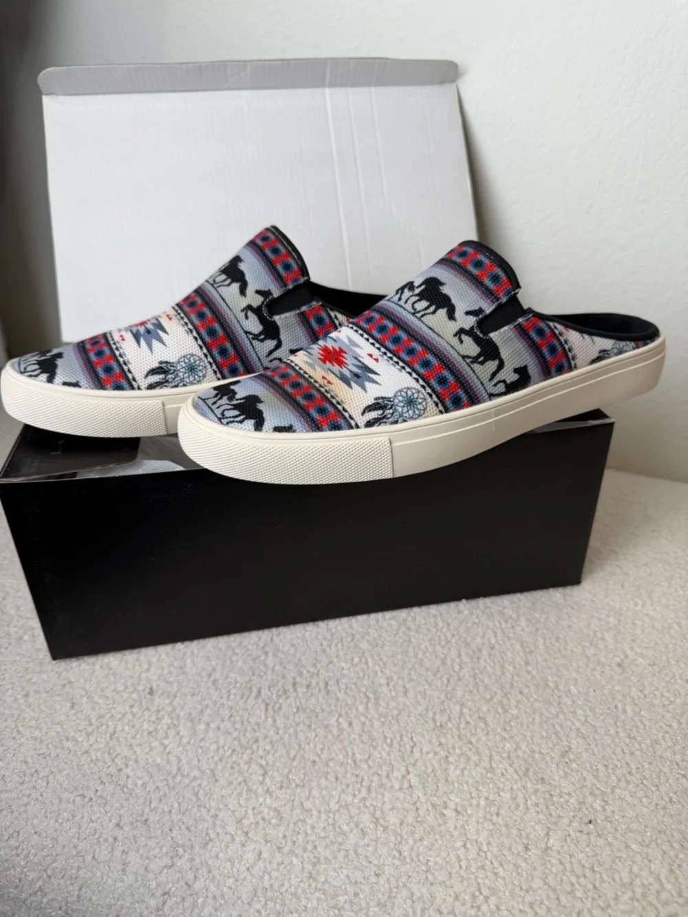 Montana West Slip-On Sneakers in Black, Red, Gray, and Cream Pony NIB - Picture 7 of 10